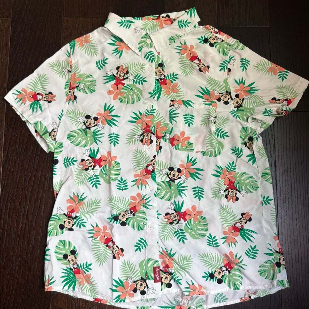 Disney Minnie & Mickey Mouse Hawaiian Button Down Shirt- Size XL
